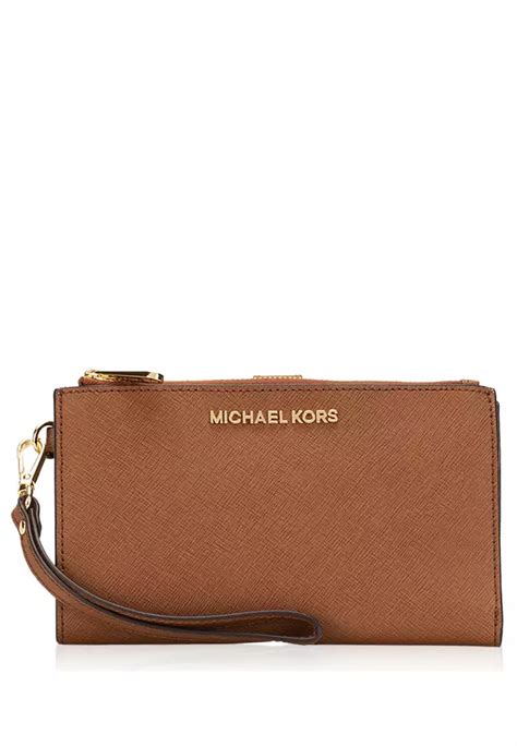 michael kors double zip wristlet brown|Michael Kors double zip wallet.